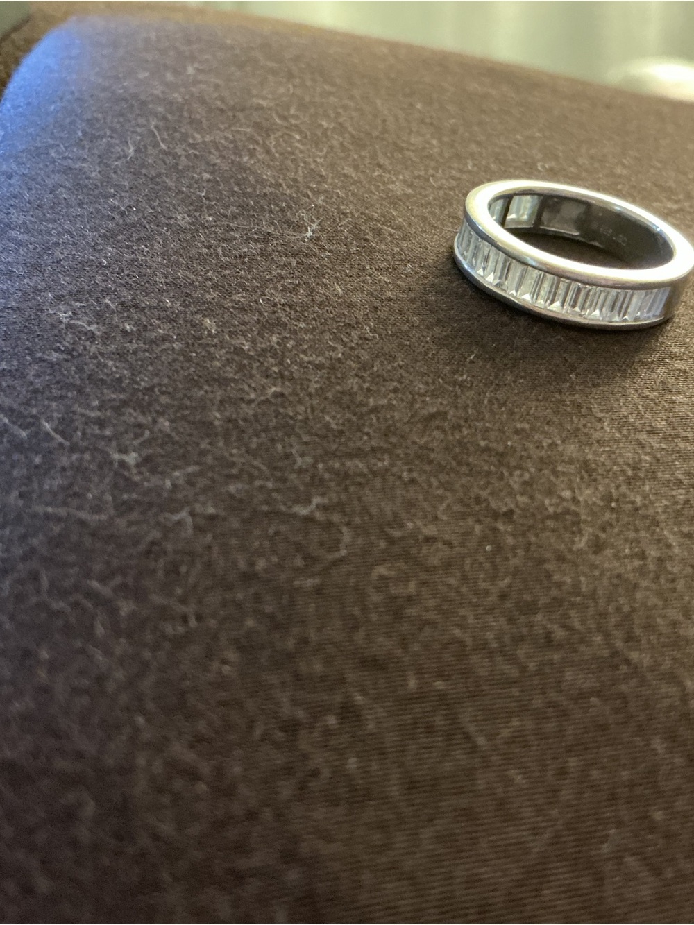 Silver-Tone Baguette Band Ring - Elegant Women's Jewelry